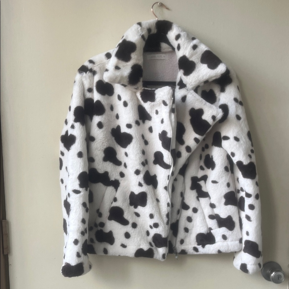12th Tribe Black and White Faux Fur Coat